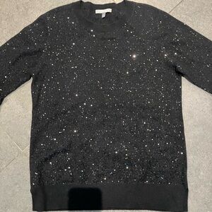 Neiman Marcus 100% Cashmere Black Sweater with Sparkle Accents